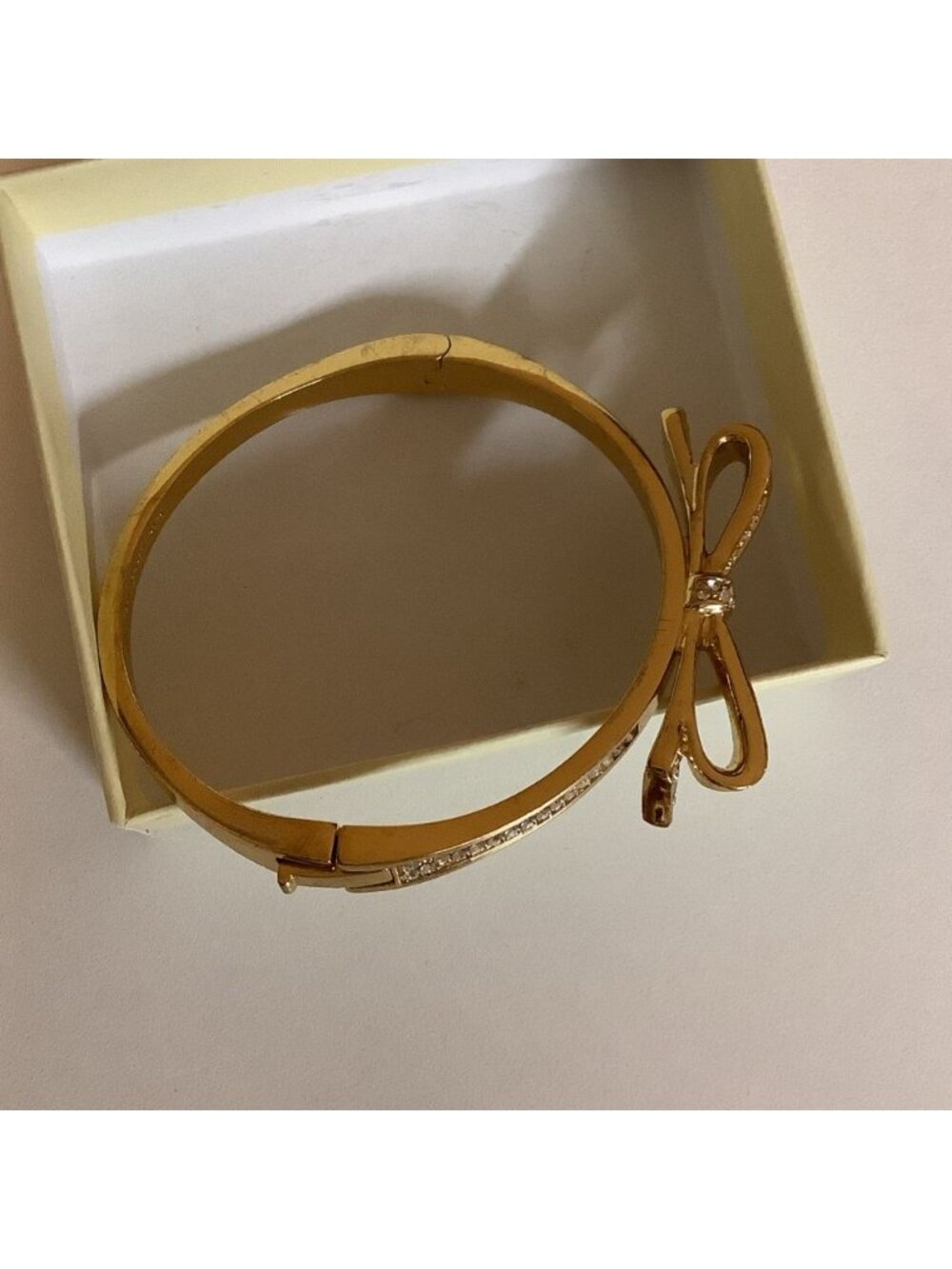 Kate Spade Love Notes Hinge Bangle Gold-Plated Metal With Pave Crystals W/Clasp - Picture 6 of 6